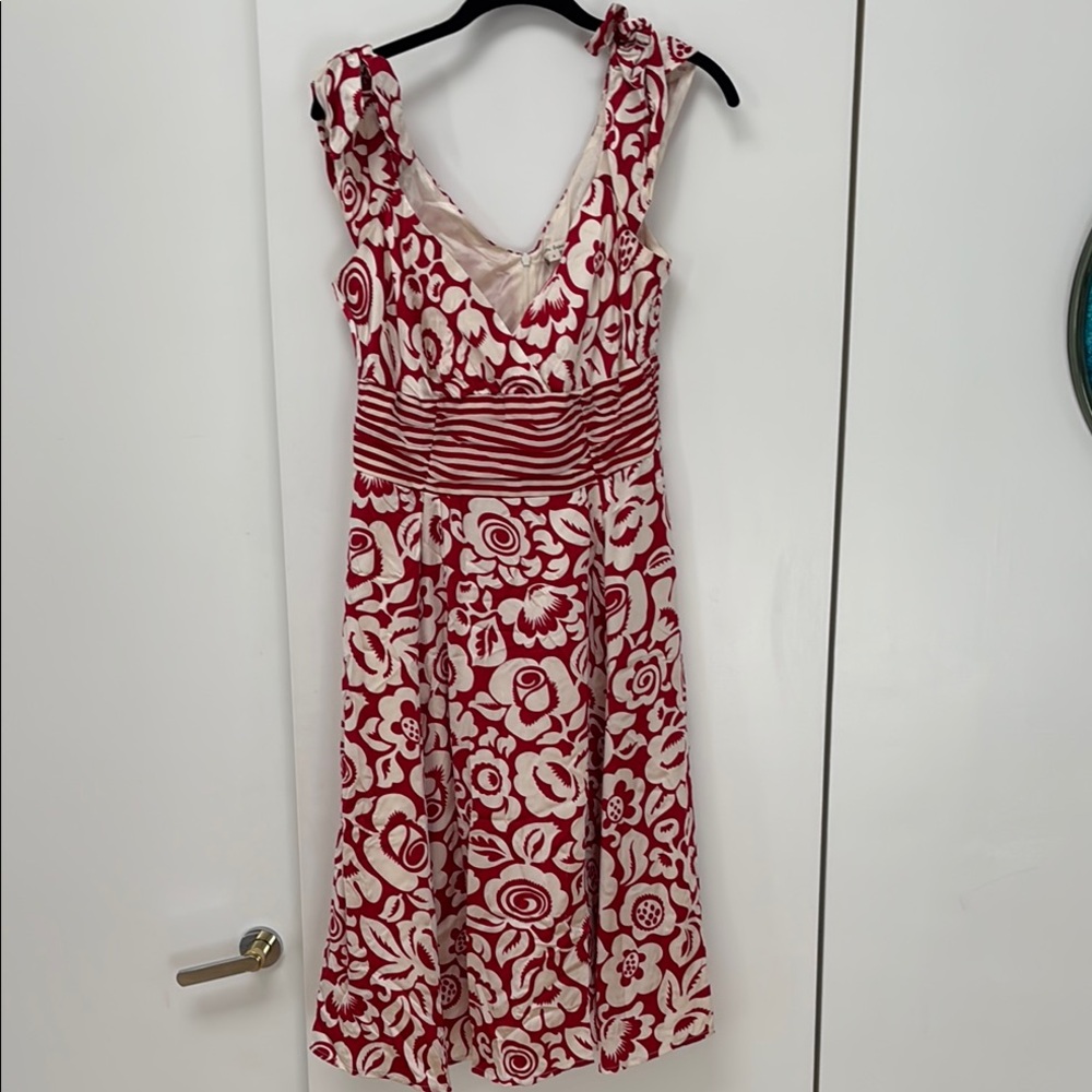 Nanette Lepore Silk Floral Red and White Dress with Lining